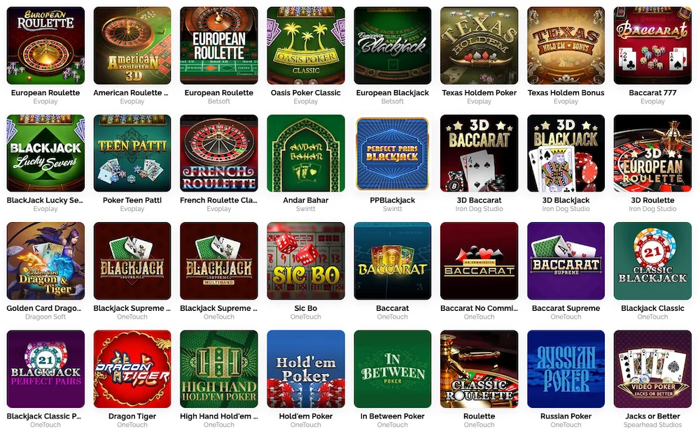 Настільні азартні ігри онлайн в VULKAN